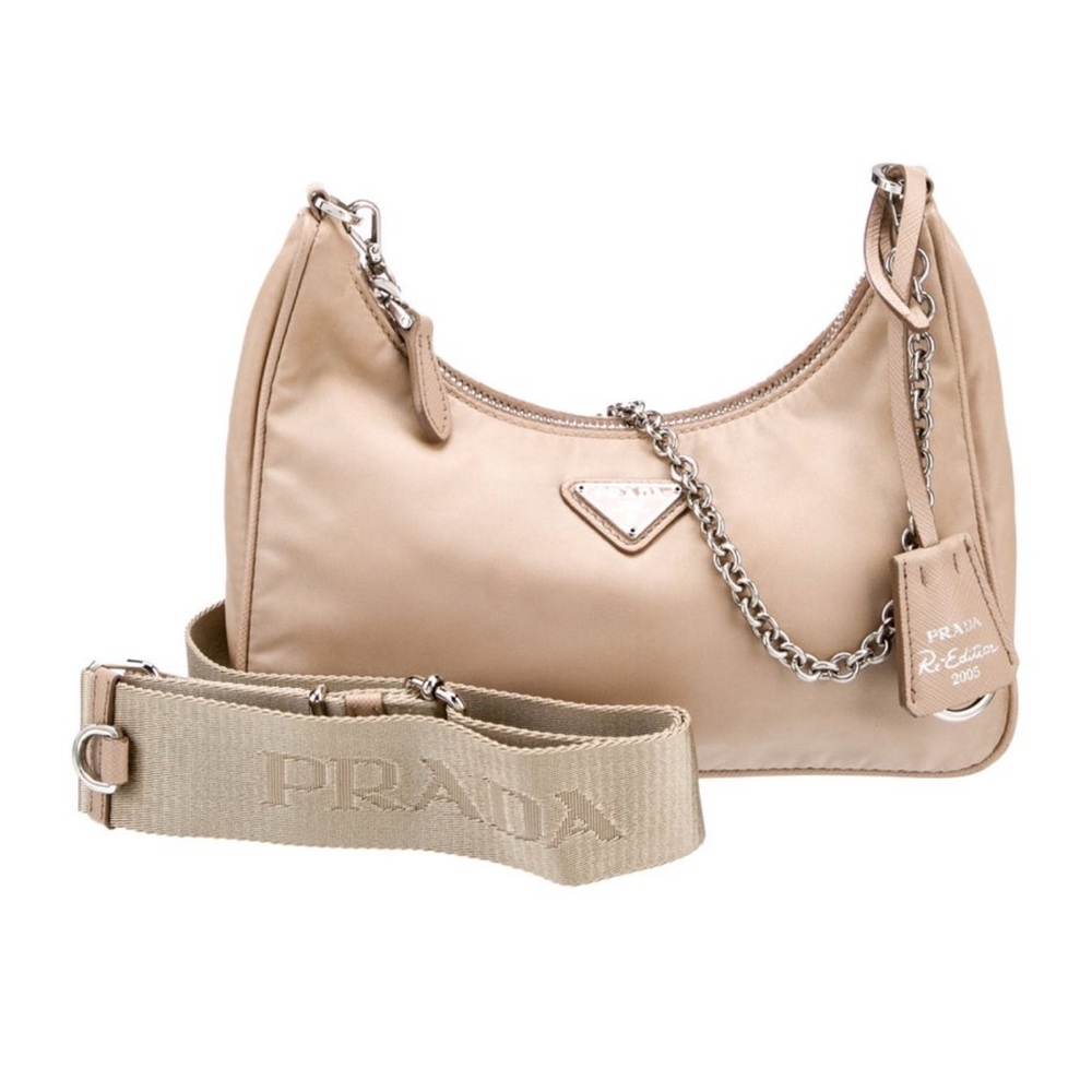 Prada Nude / Tan Women's Crossbody Bag with Chain Strap & Detachable Pouch - Picture 3 of 5